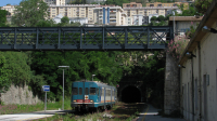 Ingresso nella vecchia stazione di Catanzaro Sala per la ALn668 1103, in evidenza il tipico ponte in ferro.