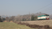 Transito poco dopo la fermata di Gavignano, sul tratto di linea lenta tra Orte e Roma, per la E656 596, protagonista qualche giorno prima di un invio materiale verso le officine di Foligno.
